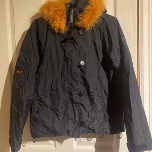 Sessions women’s Medium snowboard jacket, detachable hood.